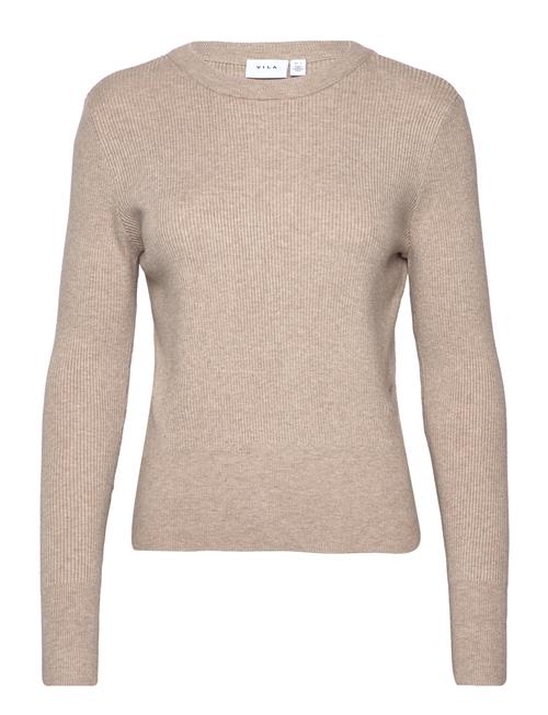 Vicomfy O-Neck L/S Knit Top- Noos Vila Beige