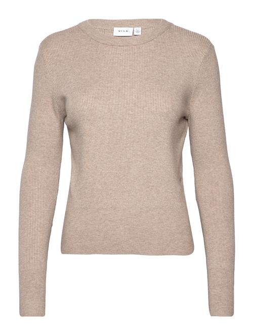 Vicomfy O-Neck L/S Knit Top- Noos Vila Brown