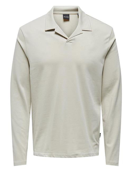 Se ONLY & SONS Onsbrody Reg Split Neck Ls Polo ONLY & SONS Beige ved Booztlet