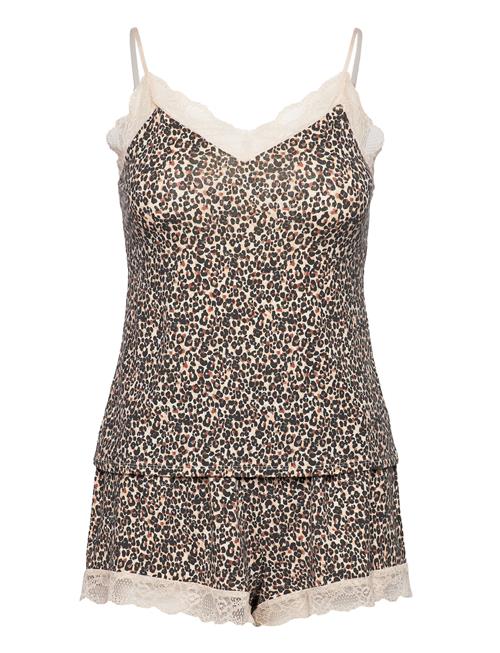 Se Hunkemöller Pj Cami Short Viscose Leopard Hunkemöller Brown ved Booztlet