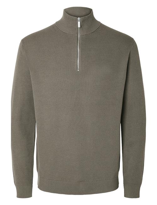 Se Selected Homme Slhdane Ls Knit Structure Half Zip Noos Selected Homme Grey ved Booztlet