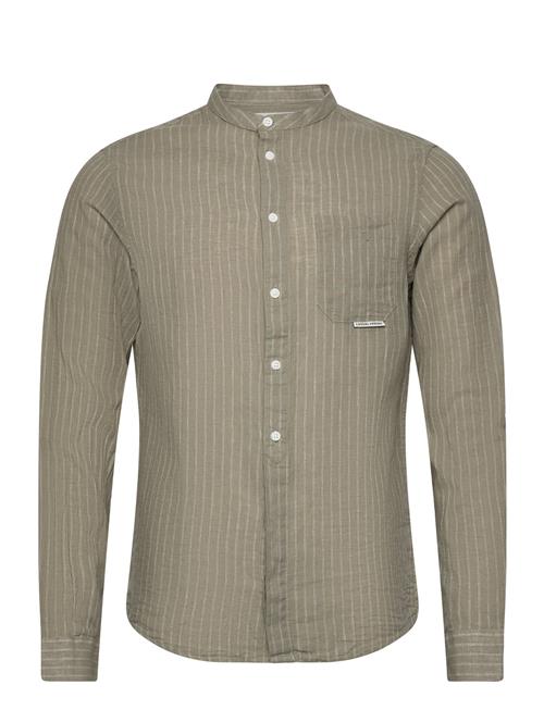 Casual Friday Cfanton Ls Cc Striped Linen Mix Shi Casual Friday Khaki