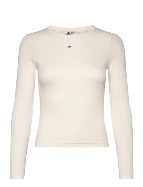 Se Tommy Jeans Tjw Slim Essential Rib Ls Tommy Jeans Cream ved Booztlet