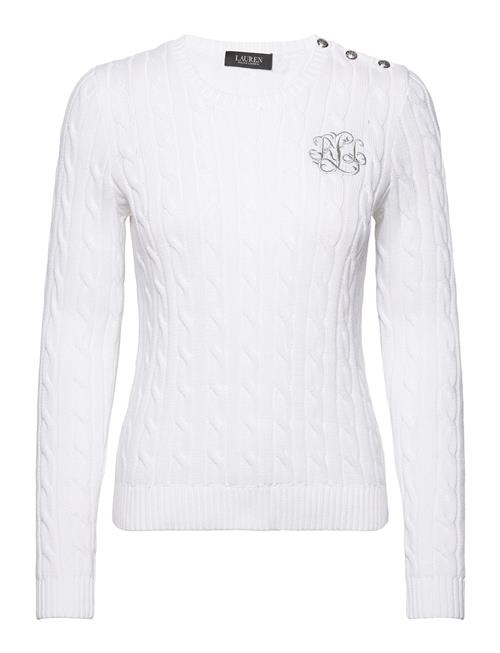 Se Lauren Ralph Lauren Button-Trim Cable-Knit Cotton Sweater Lauren Ralph Lauren White ved Booztlet