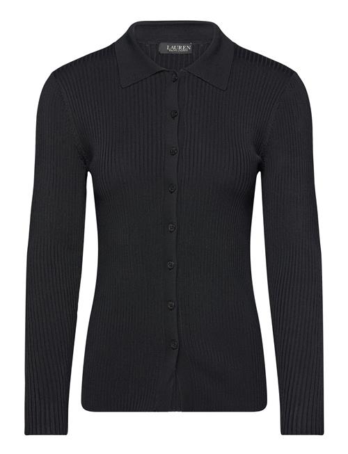 Lauren Ralph Lauren Rib-Knit Long-Sleeve Polo Cardigan Lauren Ralph Lauren Black