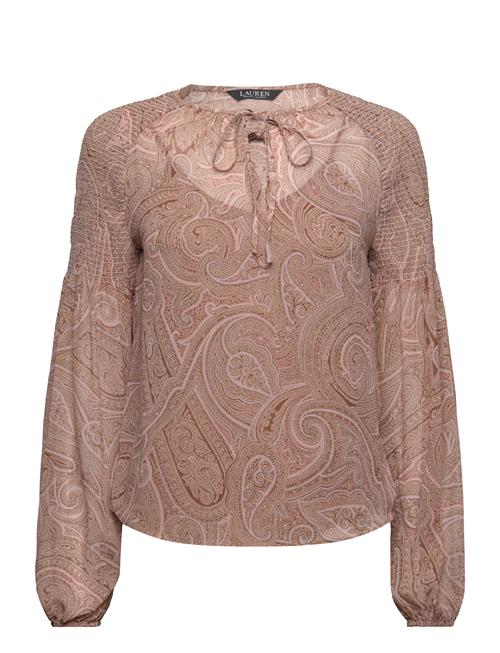 Se Lauren Ralph Lauren Paisley Georgette Tie-Neck Blouse Lauren Ralph Lauren Beige ved Booztlet