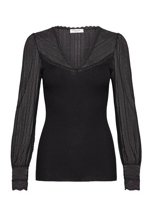 Rosemunde Silk T-Shirt W/ Lace Rosemunde Black