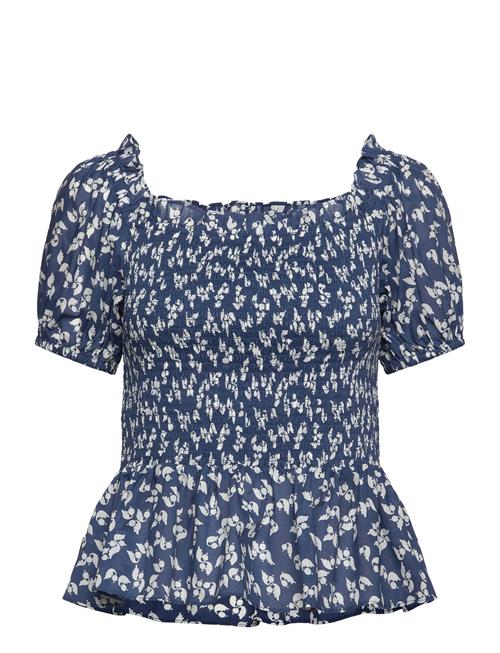 Se Lauren Ralph Lauren Floral Cotton Voile Peplum Blouse Lauren Ralph Lauren Navy ved Booztlet