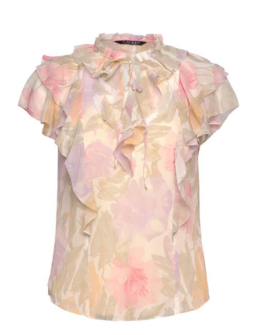 Se Lauren Ralph Lauren Floral Ruffle-Trim Georgette Blouse Lauren Ralph Lauren Pink ved Booztlet