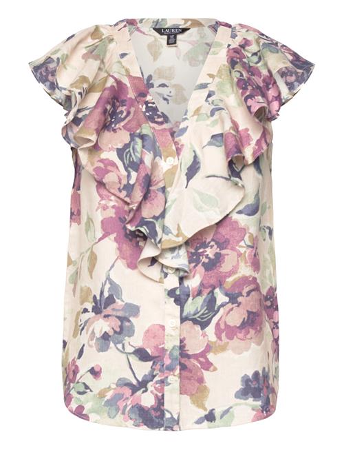 Lauren Ralph Lauren Floral Linen Flutter-Sleeve Shirt Lauren Ralph Lauren Pink