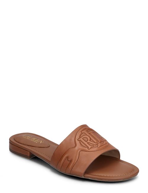 Se Lauren Ralph Lauren Alegra Iii Leather Slide Sandal Lauren Ralph Lauren Brown ved Booztlet