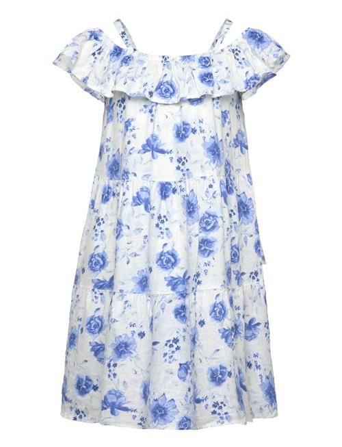 Lindex Dress Linen Off Shoulder Lindex Blue