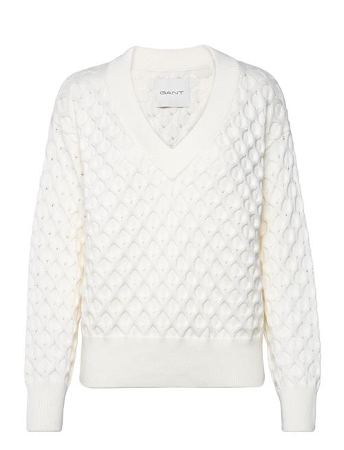 GANT Textured Knit V-Neck GANT Cream