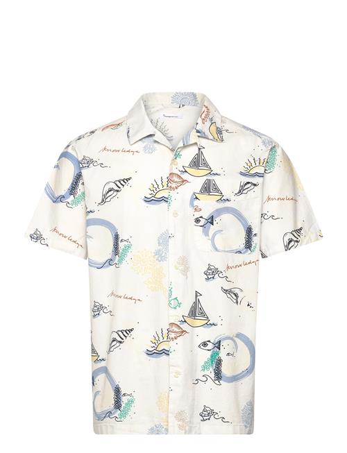 Knowledge Cotton Apparel Box Short Sleeve Aop Embr. Shirt - Knowledge Cotton Apparel Patterned