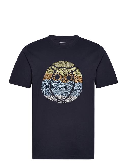 Knowledge Cotton Apparel Regular Circled Owl Printed T-Shirt Knowledge Cotton Apparel Navy