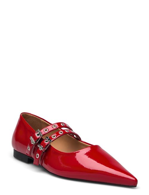 Se Ganni Eyelets Ballerina Naplack Ganni Red ved Booztlet