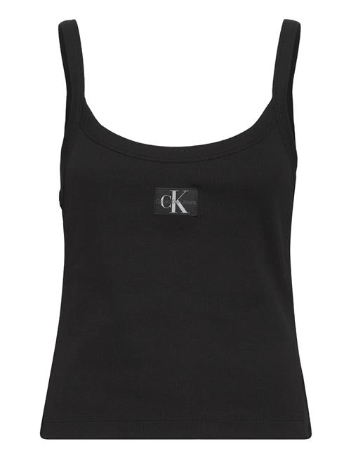 Se Calvin Klein Jeans Woven Label Rib Tank Calvin Klein Jeans Black ved Booztlet