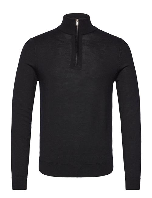 Slhtray Ls Knit Merino Half Zip Noos Selected Black