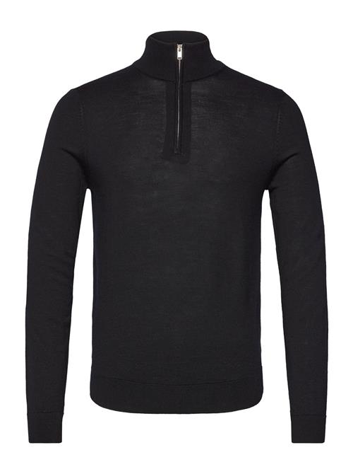 Slhtray Ls Knit Merino Half Zip Noos Selected Homme Black