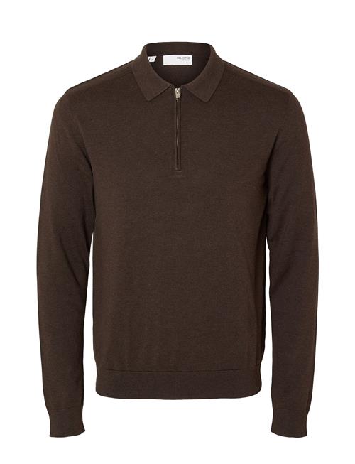 Selected Homme Slhberg Ls Half Zip Polo Noos Selected Homme Brown