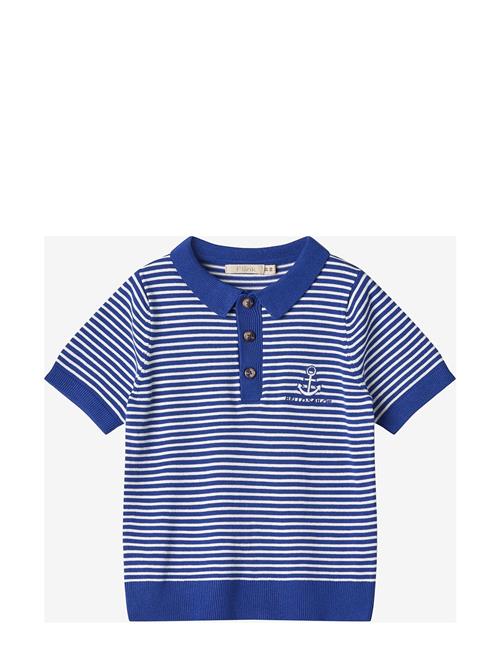 Se Fliink Anchor Stripe Ss Polo Fliink Blue ved Booztlet