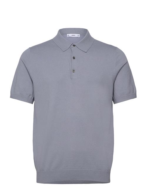 Fine-Knit Polo Shirt Mango Blue