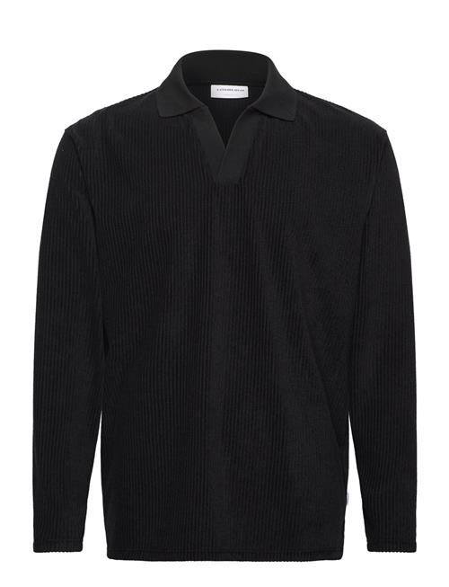 Se Lindbergh V-Neck Jacquard Polo L/S Lindbergh Black ved Booztlet