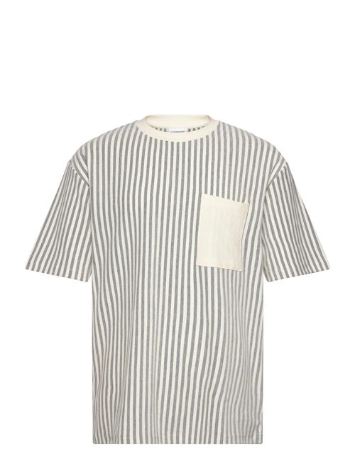 Lindbergh Over D Striped Rough Pique S/S Lindbergh White