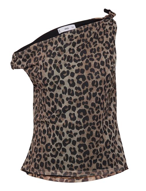 Se Mango Asymmetric Leopard-Print Top Mango Brown ved Booztlet