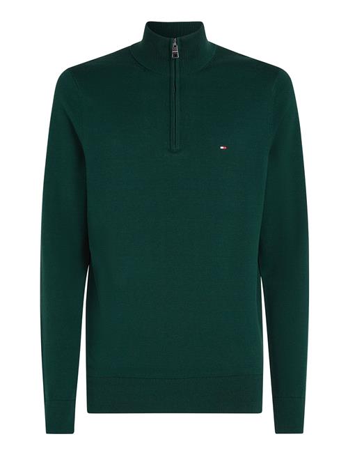 Se Tommy Hilfiger Essential Cotton Zip Mock Tommy Hilfiger Green ved Booztlet