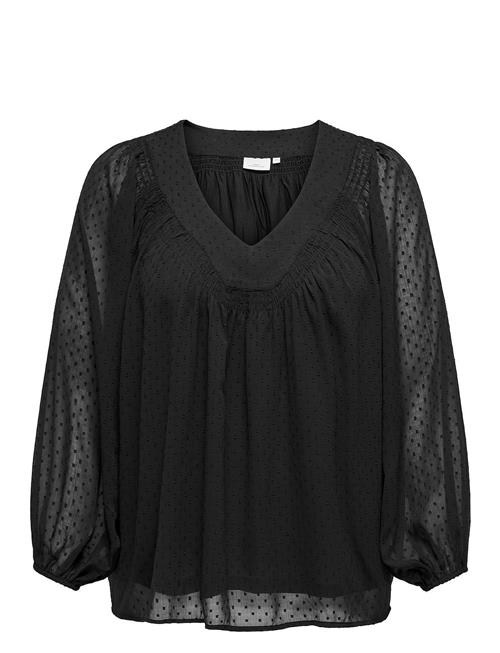 Se ONLY Carmakoma Caranine Life L/S V-Neck Top Wvn ONLY Carmakoma Black ved Booztlet