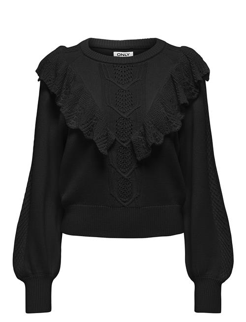 ONLY Onlcherry Ls Ruffle O-Neck Cc Knt ONLY Black