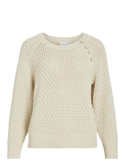 Vila Vijosmira O-Neck L/S Button Knit Top Vila Beige