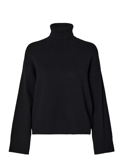 Slfkamma Ls Knit Roll Neck Noos Selected Black