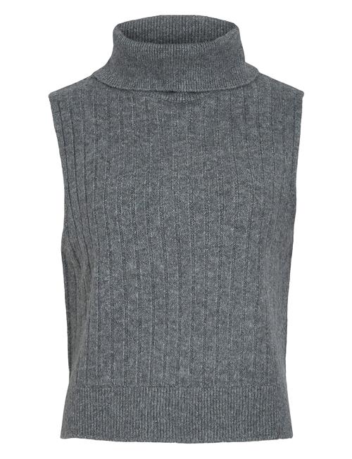 Vila Vibeluna High Neck S/L Knit Vest-Noos Vila Grey