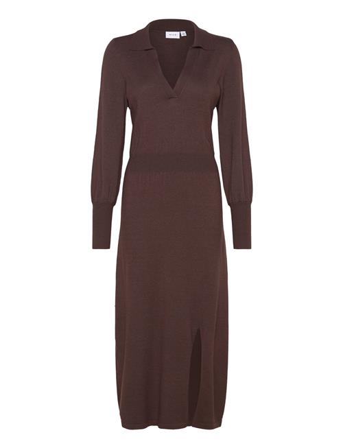 Vila Vicomfy L/S Collar Rib Knit Dress - Noos Vila Brown