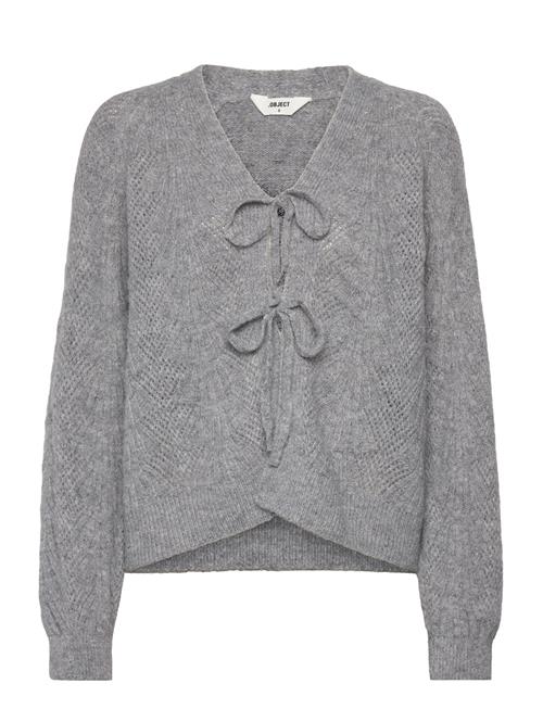 Se Object Objflora Re L/S Knit Cardigan Noos Object Grey ved Booztlet