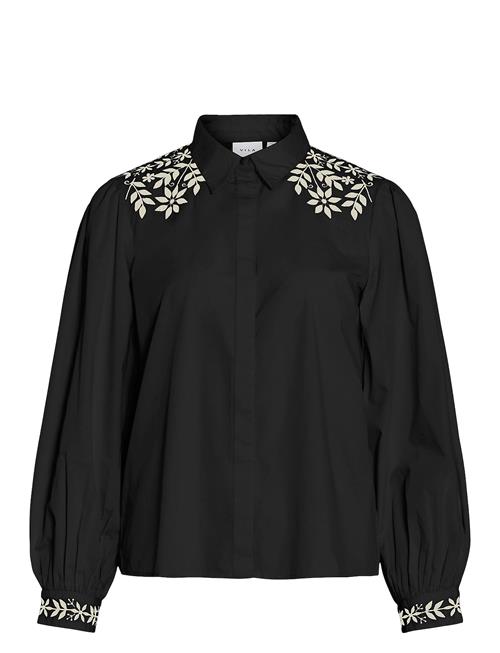 Vicaria L/S Embroidery Shirt/R Vila Black