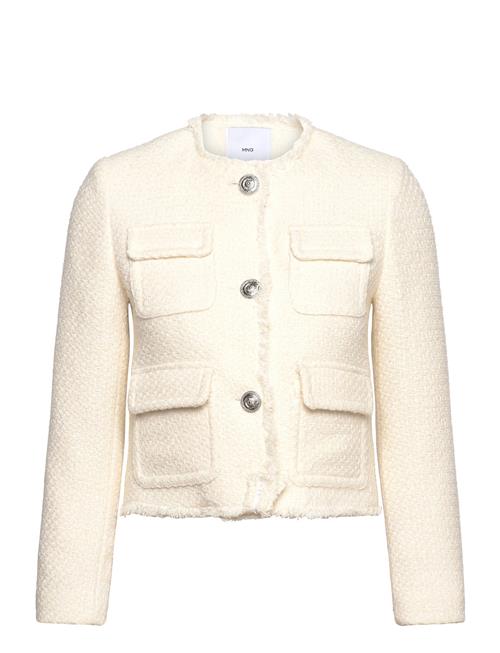 Mango Pocket Tweed Jacket Mango White