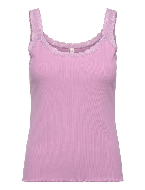 Se Hunkemöller Singlet Rib Jersey Lace Hunkemöller Pink ved Booztlet