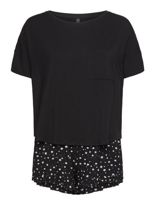 Hunkemöller Pj Short Loosefit Flowers Hunkemöller Black