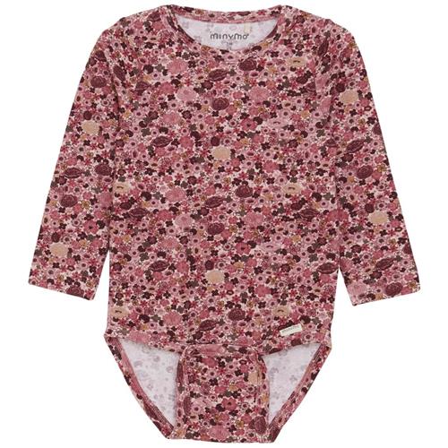 Se Minymo AOP Babybody Dusty Rose | Lyserød | 56 cm ved Babyshop