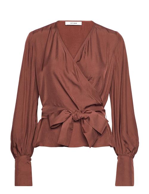 Se IVY OAK Cropped Wrap Blouse IVY OAK Brown ved Booztlet