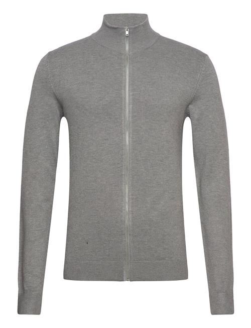 Se Lindbergh Melange Zip Cardigan Knit Lindbergh Grey ved Booztlet