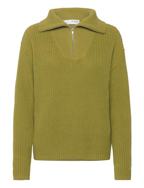 Slfbloomie Ls Knit Half Zip Noos Selected Green