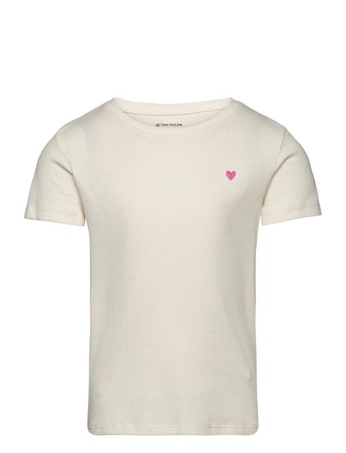 Se Tom Tailor Solid Rib T-Shirt Tom Tailor Cream ved Booztlet