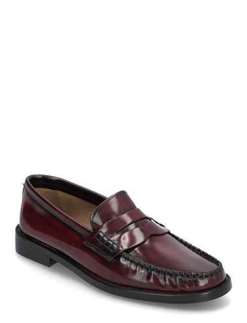 Se Mango Leather Loafers Mango Burgundy ved Booztlet