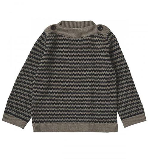 Se FUB Bluse - Uld - Boatneck - Hazel Melange/Dark Navy ved KidsWorld