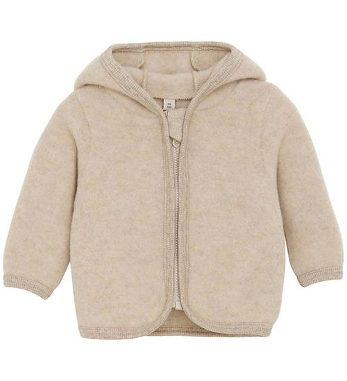 Huttelihut Cardigan - Uldfleece - Camel Melange m. Ãrer