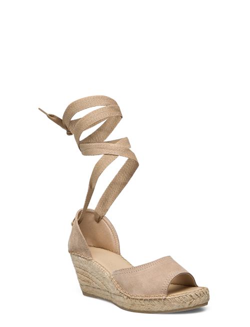 Se Selected Femme Slfeva Suede Wedge Espadrilles Selected Femme Beige ved Booztlet